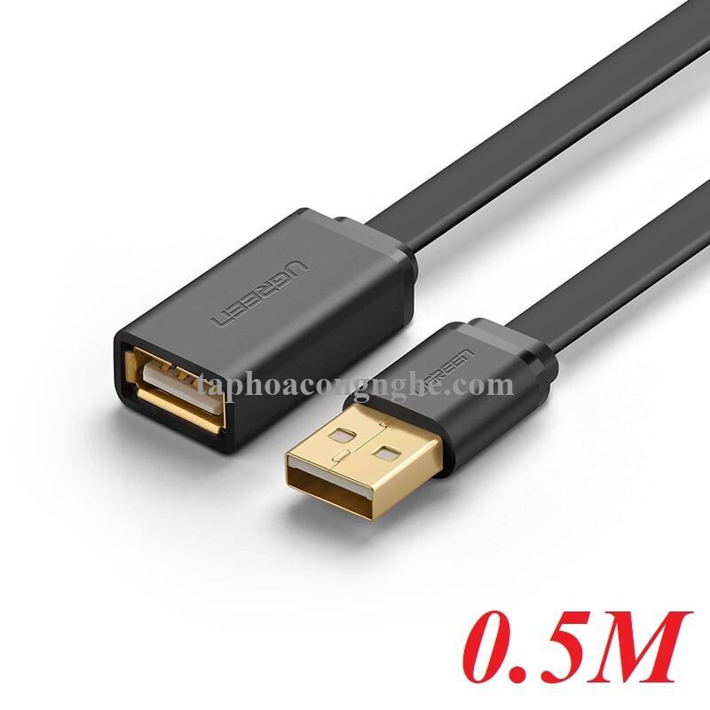 Ugreen 10886 0.5M màu Đen Cáp tín hiệu nối dài USB 2.0 lõi thuần đồng dáng dẹt US103 30010886